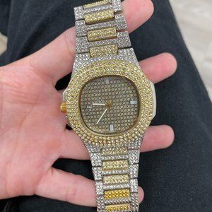 Stainless Steel Chunky Diamond Watch